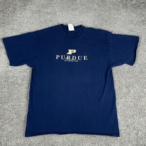 VINTAGE Purdue Boilermakers Shirt Mens Extra Large Blue Yellow Embroidered 00s